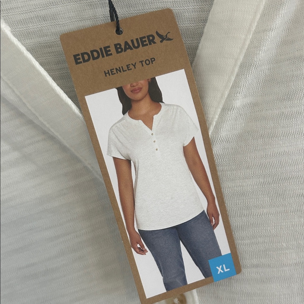 Classic White Short Sleeve Henley Women's Tee - Picture 6 of 9
